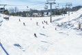 KIMBERLEY, CANADA - MARCH 19, 2019: ski track at alpine resort at sunny spring day