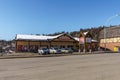 KIMBERLEY, CANADA - MARCH 19, 2019: street view and store front in small town british columbia.