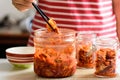 Kimchi cabbage Korean food in a jar