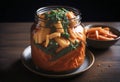 Kimchi in a glass jar