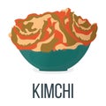 Kimchi. Healthy Food Style, Concept Icon and Label. Natural Probiotics Symbol, Icon and Badge. Cartoon Vector illustration