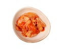 Kimchi Isolated, Kimchee in White Bowl, Red Spicy Kim Chi, Hot Fermented Napa Cabbage, Traditional Jimchi Royalty Free Stock Photo