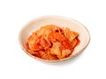 Kimchi Isolated, Kimchee in White Bowl, Red Spicy Kim Chi, Hot Fermented Napa Cabbage, Traditional Jimchi Royalty Free Stock Photo