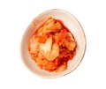 Kimchi Isolated, Kimchee in White Bowl, Red Spicy Kim Chi, Hot Fermented Napa Cabbage, Traditional Jimchi