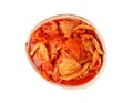 Kimchi Isolated, Kimchee in White Bowl, Red Spicy Kim Chi, Hot Fermented Napa Cabbage, Traditional Jimchi