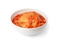 Kimchi Isolated, Kimchee in White Bowl, Red Spicy Kim Chi, Hot Fermented Napa Cabbage, Traditional Jimchi