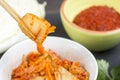 Kimchi or kimchee in white bowl Royalty Free Stock Photo