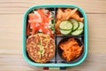kimchi pancake packed for lunch in bento box