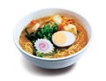 Kimchi ramen noodle soup with hard boiled egg Royalty Free Stock Photo