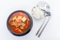 Kimchi stew, kimchi chigae, korean cuisine, kimchi soup with ste Royalty Free Stock Photo