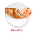 Kimchi, traditional korean food. Illustration on white isolated