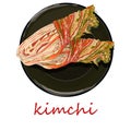 Kimchi, traditional korean food. Illustration on white isolated Royalty Free Stock Photo