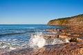 Kimmeridge Bay seascape with rocks Royalty Free Stock Photo
