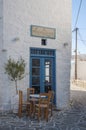 Traditional style taverna with wooden chairs Royalty Free Stock Photo