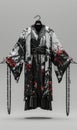 Kimono 3d designed, front view, ad mockup, isolated on a white and gray background