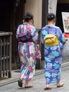 Kimono dressed girls in Kyoto, Japa