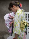 Kimono dressed girls in Kyoto, Japan Royalty Free Stock Photo