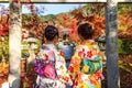 Kimono girls at Eikando during fall, Kyoto