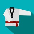 Kimono and martial arts red belt flat icon