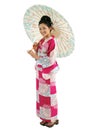 Kimono and Umbrella Girl Royalty Free Stock Photo