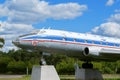 Kimry, Tver Region, Russia - August 19, 2020: Monument to the passenger airplane TU 124