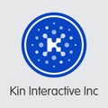 Kin Interactive Inc Cryptocurrency. Vector KIN Coin Symbol.