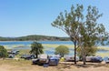 Holidaymakers Camping Beside A Dam