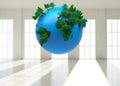Digitally generated globe floating