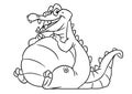 Kind cheerful fat crocodile illustration character coloring