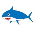 A kind and cheerful shark on a white background.