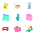 Kind of clothing icons set, cartoon style