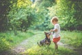 Child boy with his best friend dog Royalty Free Stock Photo