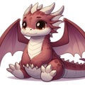 A kind dragon that looks sad, full body image, cartoon style.