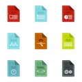 Kind of files icons set, flat style