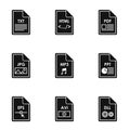 Kind of files icons set, simple style