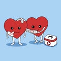 Kind heart helping pain heart vector hand drawn illustration