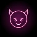 Kind little devil neon icon. Simple thin line, outline vector of emoji icons for ui and ux, website or mobile application