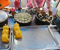 Kind of thai sweetmeat, Sweet and Savory Grilled Coconut-Rice Hotcakes it`s for kanom krok but sometiems they use Coconut Rice Cak Royalty Free Stock Photo