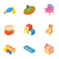 Kind of toys icons set, cartoon style