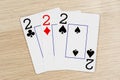 3 of a kind twos 2 - casino playing poker cards