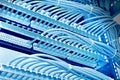 Control cabinet with patch panel of the 6th category, blue tone Royalty Free Stock Photo