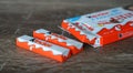 Kinder Chocolate bar is a very popular dessert for children, made by Italian confectionery maker Ferrero. Royalty Free Stock Photo