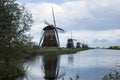 Kinderdijk, The Netherlands, May 30th, 2018 - Windmills at Kinderdijk at sunset. Kinderdijk, South Holland, Netherlands