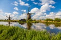 Kinderdijk Windmills reflexion in Netherlands Royalty Free Stock Photo