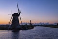 The Kinderdjik Windmills at sunset, a UNESCO World Heritage Site Royalty Free Stock Photo