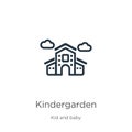 Kindergarden icon. Thin linear kindergarden outline icon isolated on white background from kid and baby collection. Line vector