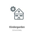 Kindergarden outline vector icon. Thin line black kindergarden icon, flat vector simple element illustration from editable kid and