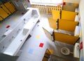 Kindergarten bathroom with washbasins and cabins