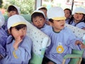 Kindergarten children on bus