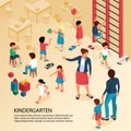 Kindergarten Children Isometric Composition Royalty Free Stock Photo